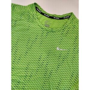 Nike Running Shirt Men's XL Neon Green Short Sleeve Dri-Fit Stretch Performance